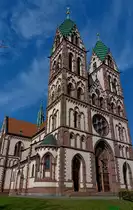 Freiburg im Breisgau, die Herz-Jesu-Kirche mit den markanten Doppelt�rmen, im Stadtteil St�hlinger, M�rz 2012