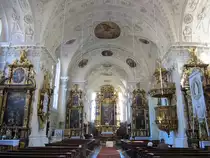 Wettenhausen, barocke Stiftskirche Maria Himmelfahrt, ehemalige Klosterkirche der
Augustiner Chorherren, Kreis G�nzburg (26.03.2012)