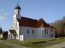 Mindelaltheim, Wallfahrtskirche Hl. Kreuz, erbaut von 1698 bis 1754 durch Joseph
Dossenberger, Kreis G�nzburg (26.03.2012)