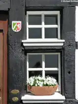 Essen-Kettwig - Detail eines alten Fachwerkhauses in der Kaiserstra�e (April 2012)