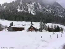 Rohrmoos noch im Schnee - fast schon ein Schwarz-Wei�-Bild (Oberallg�u - Ostern 2004)