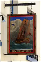 Teignmouth, Wirtshausschild des  Endeavour . 28.05.2012

