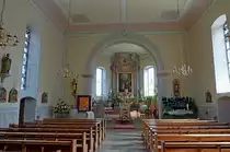 Hausen an der M�hlin, der Innenraum der St.Johannes-Kirche, Mai 2012