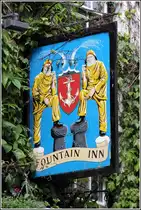 Mevagissey. Wirtshausschild des Fountain Inn. 31.05.2012