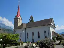 Weggis, St. Maria Kirche, erbaut von 1886 bis 1888, Turm erbaut 1471 (11.08.2012)