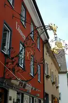 M�hringen, sch�nes Wirtshausschild am  L�wen , Juli 2012