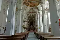 Isny, Innenraum von St.Georg und Jakobus, bis zur S�kularisierung Klosterkirche, danach katholische Pfarrkirche, 1661-66 erbaut, Aug.2012
