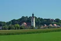 Oberstadion, Blick auf den oberschw�bischen Ort mit der St.Martinus-Kirche, Aug.2012