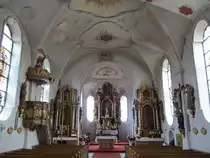 M�nsing, Maria Himmelfahrt Kirche, Chor sp�tgotisch, barockisiert in der zweiten H�lfte des 17. Jahrhunderts (29.04.2012)