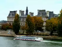 Frankreich, Paris 4e, Pariser Rathaus, die Seine, von der �le Saint-Louis aus gesehen, 03.11.2010
