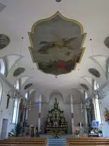 Marly, Deckengem�lde und Barockaltar der St. Pierre et Paul Kirche (28.05.2012)