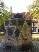 Denkmal f�r die zerst�rte Synagoge von Hildesheim im Sommer 2012