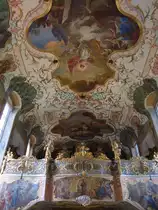 Kloster Fahr, Deckengem�lde und Orgelempore der Klosterkirche (25.03.2012)