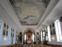 Schwarzenberg, Alt�re und Deckenfresko der Dreifaltigkeitskirche, Hochaltarbild von Angelika Kauffmann (14.04.2013)
