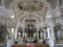 G�tzens, Pfarrkirche St. Peter und Paul, Rokoko, Stuck und Fresken von M. G�nther, 
Hochaltarbild von A. F. Maulbertsch, Altarfiguren von Joh. Schnegg (01.05.2013)