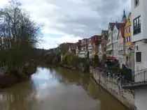 Blick �ber den Neckar auf die Platanenallee (links) und die Altstadt von T�bingen (rechts). 13.4.2013