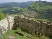 Burgruine Ruttenstein, ehemalige H�henburg auf 758 M. H�he �ber dem Tal der gro�en Naarn, erbaut ab 1160, seit 1823 im Besitz der Herz�ge von Sachsen-Coburg (04.05.2013)