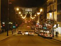 N�chtlicher Blick �ber die Karl Johans Gate zum Schlo�; 10.03.2002
