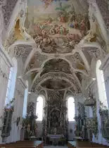 Stams, Pfarrkirche St. Johannes der T�ufer, Fresken von Franz Anton Zeiller, Alt�re von Johann Reindl (14.04.2013)