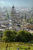 <U>Tirano</U> von den Weinbergen aus betrachtet. Im Juli 2013.