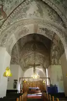 S�derala, Kirche, Gew�lbemalereien aus dem 15. Jahrhundert, teils moderne Ausstattung, Kanzel von Erik Lundberg (08.07.2013)