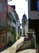 Eglisau, Blick von der Obergass zur Stadtkirche, Aug.2013