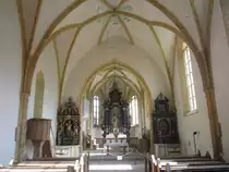 Neuberg, Alt�re und Kanzel der Filialkirche Maria Himmelfahrt, Gew�lbemalereien von 1522 (17.08.2013)