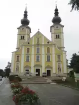 St. Andr� im Lavanttal, Wallfahrtskirche Maria Loretto, erbaut von 1683 bis 1687 durch Franz Kaspar Graf von Stadion, S�dfassade mit zwei 60 Meter hohen T�rmen von 1730, Bezirk Wolfsberg (20.08.2013)