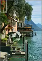 Platzmangel am Ufer von Gandria macht erfinderisch, und das Fischerboot ist gut aufgehoben.
(14.09.2013)