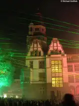 Rund um das alte Rathaus in Gladbeck wurde an einem Abend mehrmals Lasershows veranstaltet (Kreis Recklinghausen, NRW, Oktober 2010)