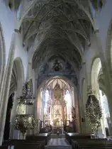 Wallfahrtskirche Maria Saal, Hochaltar von 1714, Stern- und Netzrippengew�lbe (02.10.2013)