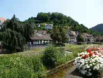 Schiltach, Blick �ber die Schiltach zum Schlo�berg, Juni 2013