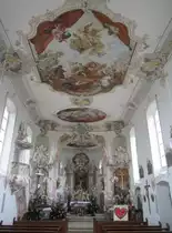 Unterwachingen, St. Cosmas und Damian Kirche, Deckengem�lde und Altarbl�tter von Joseph Ignaz Wegscheider, Stuck von Guiseppe Pozzi (23.12.2013) 