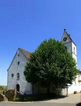 Pfaffenweiler im Markgr�flerland, die katholische Pfarrkirche St.Columba stammt aus dem 14.Jahrhundert, Juni 2013