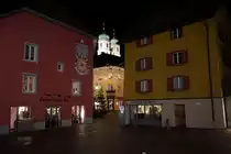 Bad S�ckingen - Spitalplatz. Heiligabend 2013 um 19 Uhr. Die Altstadt scheint ausgestorben zu sein. Nur im Restaurant   Eden   sind einige G�ste, w�hrend fast alle anderen Restaurants geschlossen sind. 24.12.2013