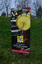 Hinweisschild auf den Gl�hweinmarkt in Bad Rappenau.
Der Eine oder Andere wird sich wundern das er am Jahresanfang statt findet.
Aber gut abheben vom Allt�glichen ist ja auch eine Kunst. 18.1.2014