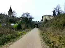 Frankreich, Languedoc, H�rault, Le Poujol-sur-Orb am  Passa Pa�s  Radweg vom Haut-Languedoc bis in den Tarn. 09.02.2014