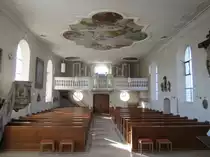 Obereisenbach, Orgelempore und Deckengem�lde der St. Margaretha Kirche (17.03.2014)