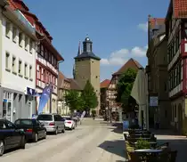 Eppingen, Blick durch die Brettener Stra�e zum Pfeiffenturm, April 2014