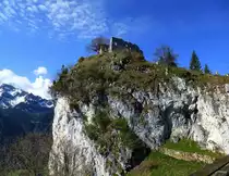 Burg Falkenstein bei Pfronten im Ostallg�u, die h�chstgelegene Burgruine Deutschlands auf dem 1267m hohen Falkenstein wurde um 1280 erbaut, im 30.J�hrigen Krieg zerst�rt, April 2014