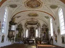 Dinkelscherben, barocke Alt�re und Kanzel von 1770 der St. Anna Kirche (23.04.2014)
