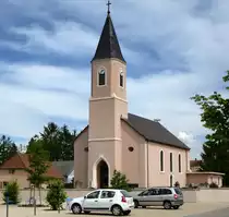Schalampi (Chalampe) im s�dlichen Elsa�, die neoklassizistische Kirche St.Wendelin, erbaut 1865, Mai 2014