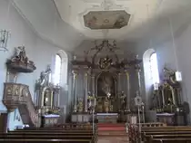 Dirmstein, barocke Alt�re und Kanzel in der St. Laurentius Kirche (08.06.2014)