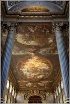 Blick in die Painted Hall des Old Royal Naval College in Greenwich. Die Halle diente den hier lebenden Seeleuten als Speisesaal. 07.06.2014