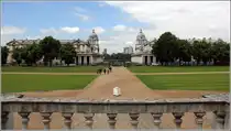 Vom Queen's House geht der Blick hin�ber zum Old Royal Naval College, das in der ersten H�lfte des 18. Jahrhunderts als Hospital f�r alte und verwundete Seeleute gebaut wurde. 07.06.2014