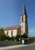 Heidolsheim im Elsa�, die Kirche Hl.Sigismund, Juni 2014