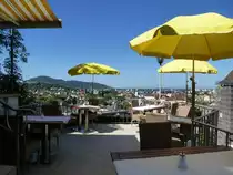 Freiburg, Vom Restaurant  Greiffeneckschl��chen  hat man einen gro�artigen Blick �ber die Stadt, Juni 2014