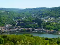 Frankreich, Sierck-les-Bains an der Mosel mit dem Ch�teau des Ducs de Lorraine, vom Stromberg aus fotografiert am 04.05.2014