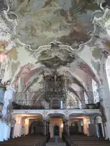 Kloster Wald, Klosterkirche St. Bernhard, erbaut ab 1698, Fresken von 1753 durch 
Andreas Meinrad von Ow, Orgel von 1751 erbaut durch Orgelbauer Johann Georg Aichgasser (22.06.2014)