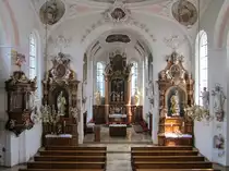 Gablingen, Alt�re und Kanzel der St. Martin Kirche, Gem�lde von Johann Georg Lederer (20.07.2014)